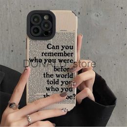 Cell Phone Cases Fashion Black Letter Soft Leather Phone Case For IPhone 14 11 13 12 Pro XS Max 7 8 Plus X XR SE Simple Lens Protected Back Cover J230719