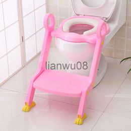 Potties Seats Baby Child Toilet Seat Children Folding Ladder Potty Toilet Training NonSlip Ladder Adjustable Height Feet Step and Potty Seat x0719