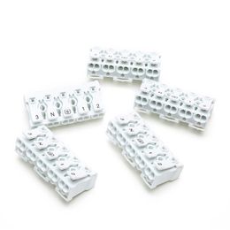 20PCS Spring Terminal Block Quick Lamp Wire Connector Electrical Cable Clamp Screw Plug-Out Type Pitch 923 P05 white325L