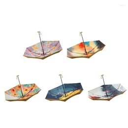 Umbrellas Oil Painting Folding Umbrella Five Foldable And Rainy Anti-uv Umbrells For Adults Women Men Outdoor Travelling