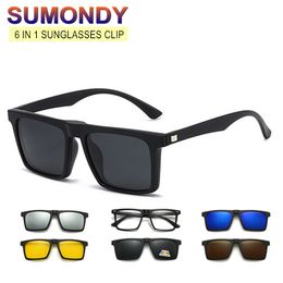 Sunglasses Magnetic Clip And Optical Glasses Frame 6 in 1 Women Men Polarized or Night Vision Multipurpose Eyeglasses Set S506 230718