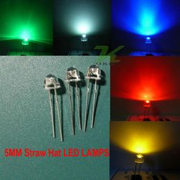 5 color 1000pcs lot 5mm Straw Hat Diode White Red Blue Green Yellow Ultra Bright LEDS Kit LED Light249t