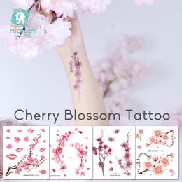 Rocooart Flowers Fake Tattoos Sakura Tattoo Stickers Chest Taty Waterproof Tatoo Cherry Blossom Tatto For Women Tattoo Body Art