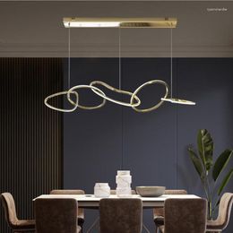 Pendant Lamps Rear Stainless Steel Restaurant Chandelier Nordic Front Desk Art Personality Model Room Ring Bar Lamp