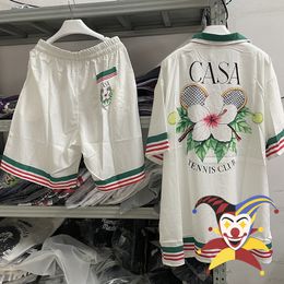 Mens Casual Shirts Casablanca Tennis Club White Quality Hawaiian Tshirt 230718