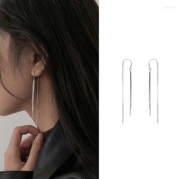 Dangle Earrings Silver Colour Drop For Women Long Snake Chain Tassel Ear Line 2023 Korean Fashion Design Hanging Oorbellen