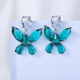 Dangle Earrings Gorgeous Trendy Fashion Clear Butterfly Pendant For Women Wedding Bridal Earring Girl's Gift Jewellery High Quality