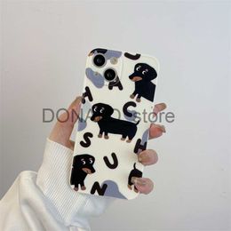 Cell Phone Cases Letter Sausage Dog Phone Case For iPhone 14 13 12 11 Pro XS MAX XR 7 8 Plus Mini SE2020 Silicone Cover Cases J230719