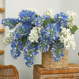 Decorative Flowers High-end Artificial Hydrangea Home Table Decoration Realistic Fake Bouquet Wedding Party Decor Floral