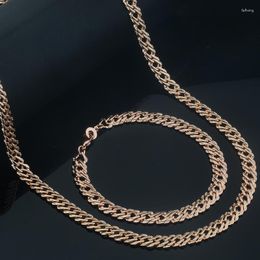 Necklace Earrings Set 1 6MM Men Women 585 Rose Gold Color Jewelry Bracelet Snail Accessories