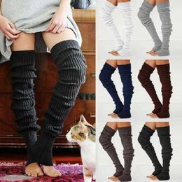 Women Socks Autumn And Winter Solid Colour Knitted Stockings Female Thigh Sexy Long Over Knee Wool