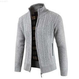 Men's Sweaters Autumn Winter Warm Cardigan Men Fleece Zip Sweaters Jacket Mens Slim Fit Knitted Sweatercoat Thick Cardigan Sweater Men Knitwear L230719