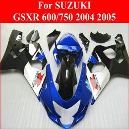 Fitment blue white fairings for Suzuki GSXR600 GSXR750 K4 2004 2005 fairing kit GSXR 600 750 04 05 TDWC273W