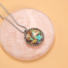 Pendant Necklaces Natural Abalone Necklace Round Shell Stainless Steel Chain For Women Tribal Jewellery Party Gifts