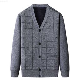 Men's Sweaters New Cardigan Men Sweater Knitted Jacket Coat Mens V Neck Knitwear Print Smart Causal Warm Knitting Cardigan Coat Men L230719