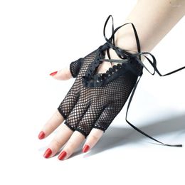 Nail Art Decorations Sexy Hollow Mesh Gloves Ornaments For Pos Short Half Finger Fishing Net Elastic False Tips Display