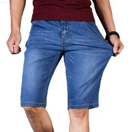 Men's Shorts Plus Size 42 44 46 Summer Men Business Denim Shorts Fashion Casual Stretch Slim Blue Thin Short Jeans Male Brand Clothes L230719