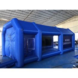 ship Outdoor Commercial blue Inflatable Spray Paint Booth 7x4x3m Car Painting workstation Tent with 2 blowers285Z