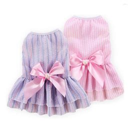 Dog Apparel Dress For Small Girl Puppy Clothes Female Princess Tutu Striped Skirt Summer Shirt Chihuahua Cat Pet Outfits