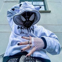 Men's Hoodies Sweatshirts Y2k Men's Clothing Spider Hoodie Gothic Sweatshirts Punk Black Streetwear Autumn Long Sleeve Sport Coat Zip Up Hoodies T230719