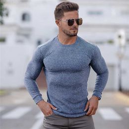 Men's Sweaters Spring Fashion O-neck Sweaters Men Strips Knitted Pullovers Men Solid Casual Sweater Male Autumn Slim Fit Knitwear Clothing L230719