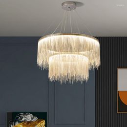 Pendant Lamps Art LED Chandelier Lamp Light Room Decor Aluminum Chain Living Decoration Indoor Hanging Modern Tassel Ceiling