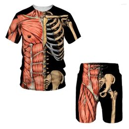 Men's Tracksuits Horror Skeleton 3D Printed T-Shirts Shorts Sets Casual Fashion Oversized Short Sleeve T Shirt Pants Set Man Suits Clothing