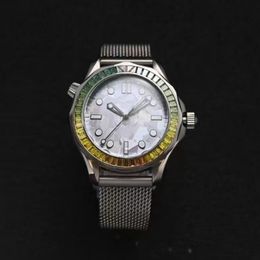 Omega Automatic High Quality Japanese Movement Diving Watch Tribute 007 Novel Author Diamond Bezel Unique Dial Natural Silicon Crystal Dial Gradient Luxury Watch