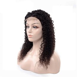 Brazilian Curly Human Hair Lace Front 4 4 Closure Wigs Virgin Human Hair Wig Glueless 10-24 Inch with 180% Density For Black Women252F