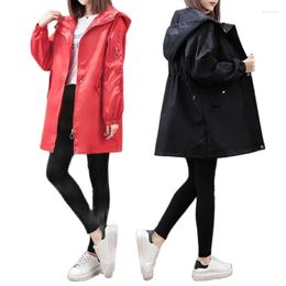 Women's Trench Coats Medium Long Casual High-End Coat Spring And Autumn 2023 Korean Version Chic Fashion Embroidered Windbreaker