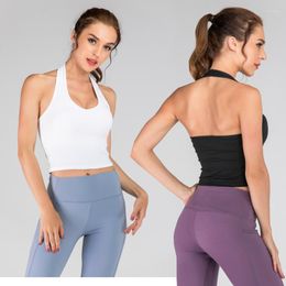 Yoga Outfit Sexy Halter Fitness Vest Running Sports Bra Crop Tank Top Women Quick Dry Anti-sweat Push Up Bras Tops Female