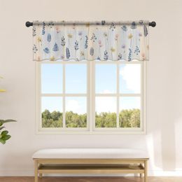Curtain Flower Leaves Sheer Curtains For Kitchen Cafe Half Short Tulle Window Valance Home Decor