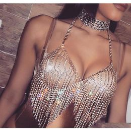 Sexy Women Nightclub Bling Rhinestones Party Body Chain Jewellery Bikini Waist Gold Belly Beach Harness Slave Necklace Bra Cami Tops255w