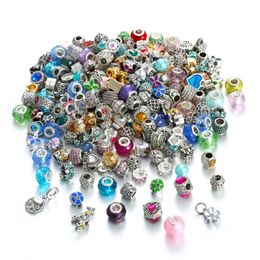 Bulk 50Pcs Lot Fashion European Beads Spacer Fit For Pandora Charms Bracelet Random Style 239B