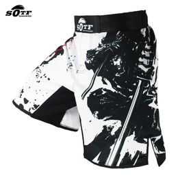 Men's Shorts SOTF Black Elastic Waist Bushido Fitness Ninja Combat sport Shoes Tiger Muay Thai MMA Boxing Clothing Muay Thai 230718