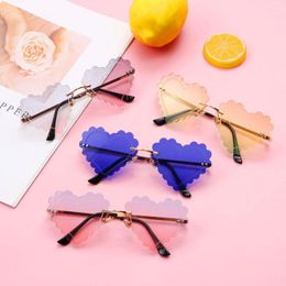 Sunglasses Rave Party Vintage Shades Rimless UV400 Protection Metal Frame Heart Shaped For Women Sun Glasses