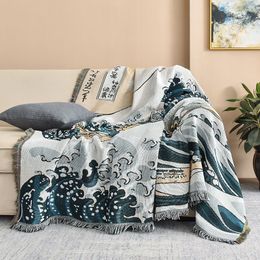Blankets Textile City Japanese Simple Style Wave Home Cloth Sofa Blanket Dust Cover Jumbo Size Double Cushion Camping Picnic 230719