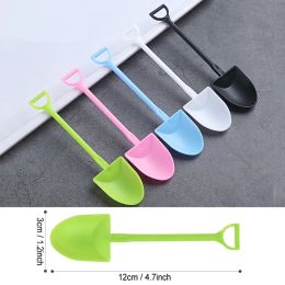 Disposable Ice Cream Spoon 100 Pcs/Lot Shovel Shaped Scoop Black White Small Thicken Scoops Plastic Dessert Cake Spoons 719