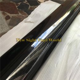 Piano Gloss Black Vinyl Wrap High Gloss SHINY Car Wrap Film Air Bubble Vehicle Wrap Covering Foil255S