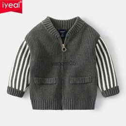 Pullover IYEAL Kids Jacket Handsome Baby Boys Knitting Sweaters Children Clothing Boy Cardigan Baby Autumn Winter Outfit Coat Costumes HKD230719