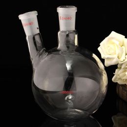 1000ml 2 Neck 24 40 Flat Bottom Glass Flask Laboratory Boiling Bottle Lab Supplies Glassware Kit Transparent Chemistry243S