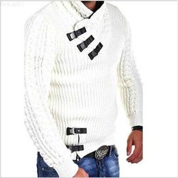 Men's Sweaters New Men Sweater Hoodies New Autumn And Winter Men's Fashion Horn Button Thick Wool Stand Collar Long-sleeved Sweater L230719