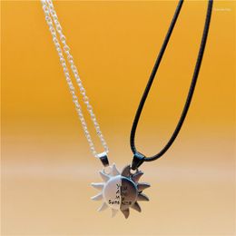 Pendant Necklaces 2pcs Sun Magnetic Attraction Couple Necklace For Women Men Engraved You Are My Sunshine Love