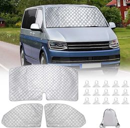 Cień Auto wewnętrzny okno termiczne Zestaw okienny dla VW T5 T6 3PCS Sunshade Shade przednia szyba przednia daszek Ochrona Zestaw Ochrona 230718