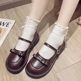 Dress Shoes Lolita Shoes Bow Mary Janes Shoes Platform Women Flats Leather Round Toe Casual Shoes Girls Princess Shoes Black Oxford 230719