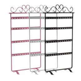 Jewellery Pouches Bags 48 Hole Earrings Ear Studs Display Rack Metal Holder Stand Organiser Showcase Pink 295 160mm For Retail Envi281S