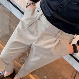 Men's Suits Men Business Casual Pants Grey Dress Formal Wear Suit Slim Fit Trousers Male High Quality 36