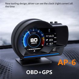 AP-6 HUD Newest Head Up Display Auto Display OBD2 GPS Smart Car HUD Gauge Digital Odometer Security Alarm Water&Oil temp RPM214H