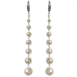 Dangle Earrings Natural White Fresh Water Pearl Super Long Ear Hook Temperament Female Four Seasons Joker Sexy Luxury