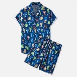 Men's Tracksuits Summer Men Printed Sets Short Sleeve Lapel Beach 2023 Vacation Shirt Casual Shorts Hawaiian Suit 2 Pieces Streetwear